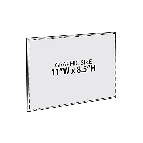 Azar Displays 122022 Self Adhesive Clear Acrylic Wall Sign Holder Frame 11" W x 8.5" H- Landscape/Horizontal, 10-Pack - size: 11 in. W x 8.5 in H