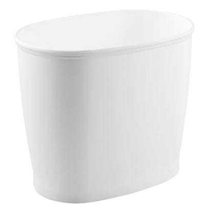 iDesign Slim Plastic Bathroom Trash Can, White - color: White, style: Pack of 1