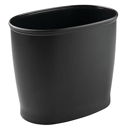 iDesign Slim Plastic Bathroom Trash Can, Black - color: Matte Black, style: Pack of 1