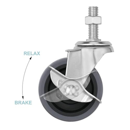 Caster Wheels, 3" Locking Swivel Stem Casters Set of 4, M10-1.5x25mm(Screw Diameter 10 mm, Length 25 mm) Rubber Casters with 360 Degree No Noise Wheels for Furniture - color: M10-1.5x25mm