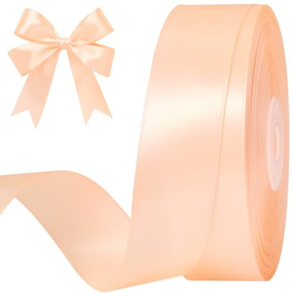 Peach Satin Ribbon, 1 Inch, 50 Yards - color: Peach