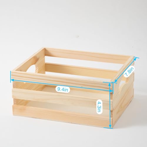 Set of 3 Rustic Wooden Nesting Crates with Handles, Decorative Wood Crates, Crate Box Wooden Storage Box for Kitchen, Office, Bedroom, Closet, Rustic Country Decor