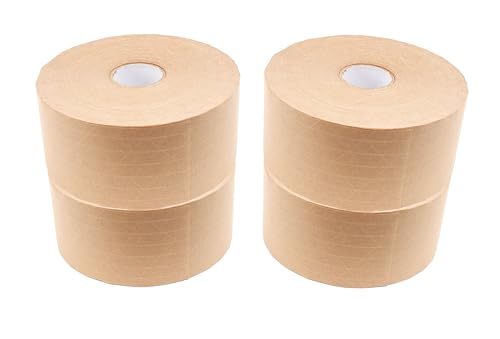 2.75 inch x 450 feet Reinforced Water Activated Kraft Tape, Gumed, Heavy Duty, Secure, for Packing or Shipping, Tamper Evident - 4 Rolls - size: 3" x 450' (4 Rolls)