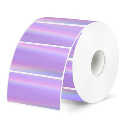 Direct Thermal Label 2x1 Inch- Barcode Labels- Holographic Thermal Sticker Labels for Address, Shipping, Compatible with Rollo Label Printer & MUNBYN& Zebra (300 Sheets/Purple) - color: Holographic Purple, size: 2"x 1"