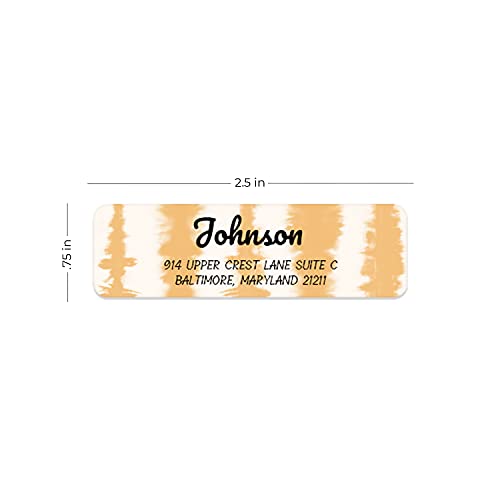 Modern Tie Dye Rolled Address Labels/Roll of 250 Personalized Address Labels/Designer Return Address Stickers in Elegant Plastic Dispenser - size: 250 Labels, style: Modern Tie Dye