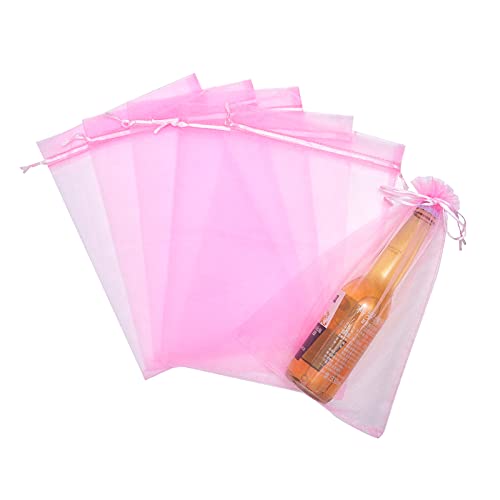 25 pcs 8x12 Inches Drawstring Organza Bags Wedding Party Favor Gift Candy Toys Makeup Pouches Gift Bag - color: Pink
