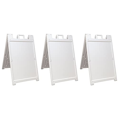 White 3-Pack of Plasticade Signicade Deluxe A-Frame Sidewalk Curb Sign Portable Folding Double-Sided Display with Quick-Change System