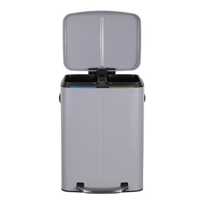 happimess Marco 10.6 Gal Double Bucket Step Trash Can, Gloss Gray - color: Fog Gray