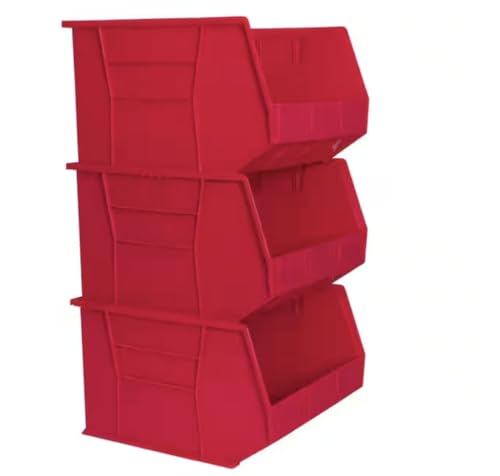 Red Plastic Stackable Storage Bins Hanging Organizer, 3-Pack XC55578