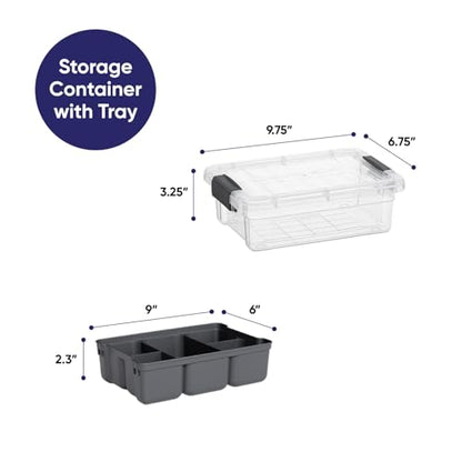 Superio Small Storage Container Organizing Bin with Removable Tray Plastic Tools, Sewing, Crafts Box, 2.25 Qt. - size: Mini 2.25 Qt. Flat