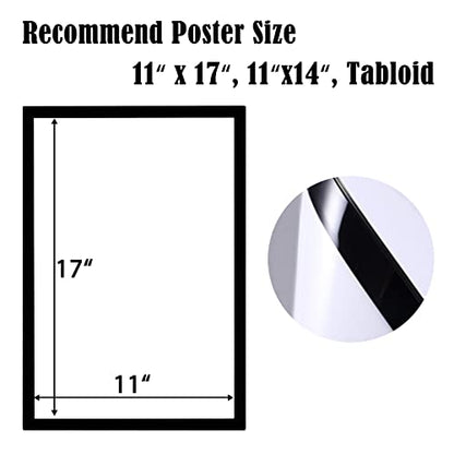 JIUYE 10Pcs Magnetic Poster Holder Self-adhesive Back,11"x17" Magnetic Framed Sign Holder,Plastic Window Wall Poster Display Frames for Office,Store,School(10Pcs,Black)