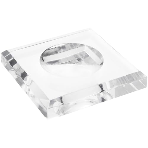 Plymor 4" W x 4" D Clear Square Egg/Sphere Base (2.5" Hole) - size: 4" x 4" x 0.75"