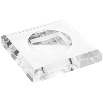 Plymor 4" W x 4" D Clear Square Egg/Sphere Base (2.5" Hole) - size: 4" x 4" x 0.75"