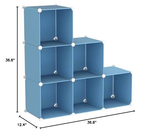 C&AHOME 6-Cube Storage Organizer Cube Shelf Closet Storage Bookcase, Blue - color: Blue