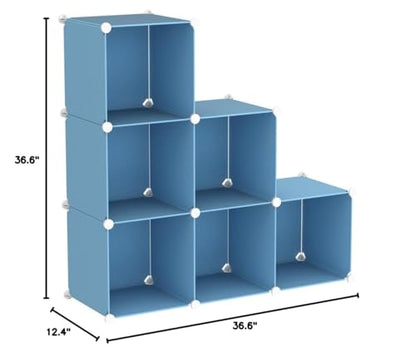 C&AHOME 6-Cube Storage Organizer Cube Shelf Closet Storage Bookcase, Blue - color: Blue