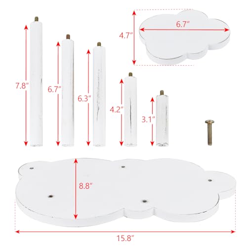 MOOCA Cloud-Shaped Wooden Display Riser, 5-Tier Jewelry Showcase Stand - color: Antique White, 5 Tier