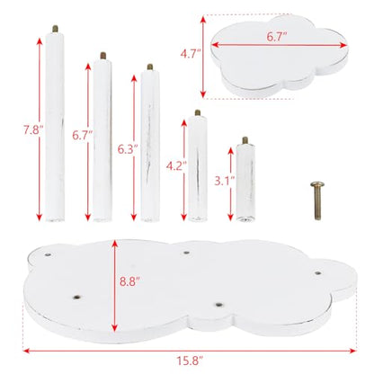MOOCA Cloud-Shaped Wooden Display Riser, 5-Tier Jewelry Showcase Stand - color: Antique White, 5 Tier