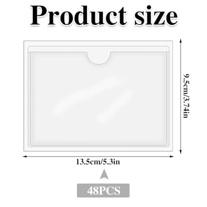 48 Pack Adhesive Index Card Holders, Clear 3 x 5 Label Pockets - size: 48 Pack 3 x 5 Inches