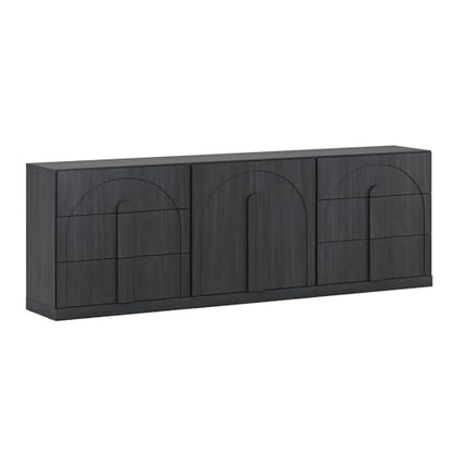 BELLEZE Bijou 3-Piece Modular Sideboard Buffet Cabinet - Camel - color: Bijou Camel Bcc