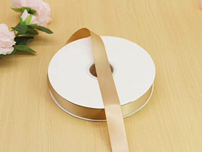 1" Beige Double Face Satin Ribbon 100yd for Gifts & Weddings - color: #835 Khaki, size: 1 inch