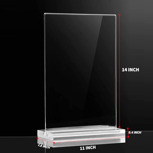 2 Pack 11 x 14 Inches Large Acrylic Sign Holder, Clear T Shaped Sign Holder Table Photo Menu Display Stand Double Sided Picture Flyer Sign Holder for Office Store Restaurant (11 x 14 Inches) - size: 11 x 14 Inches