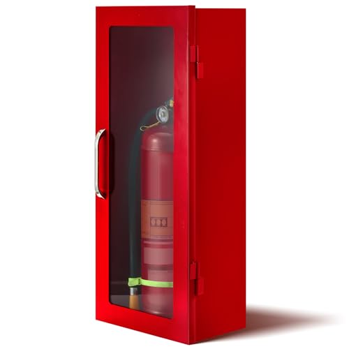 Zonon 1 Pcs 10lb Fire Extinguisher Cabinet Wall & Surface Mount, Red - color: Red