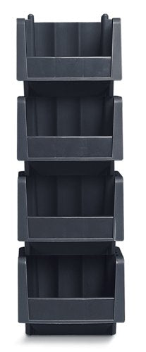 Akro-Mils 30778 Economy Stacking Shelf Plastic Storage Bins, (18-Inch x 8-3/8-Inch x 7-Inch), Black (8-Pack) (30778BLACK) - size: 17.875 x 8.375 x 7