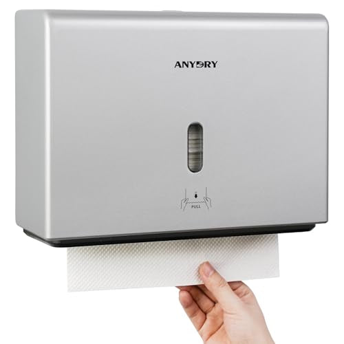 anydry 200-Sheet Paper Towel Dispenser Wall Mount (Folded Size ≤ 10 x 3.1) - color: Modern Silver