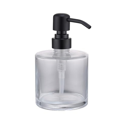 Clear Glass Soap Dispenser with Rust Proof Stainless Steel Pump, Matte Black Refillable Liquid Hand Soap Dispenser for Bathroom, Kitchen (11Oz, Round) - color: Matte Black, size: 11 oz Round