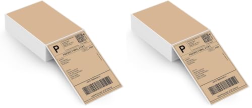 MUNBYN 4"x6" Brown Direct Thermal Printer Labels, 220 Sheets/Stack (Pack of 2) - color: Brown, size: 4x6*220 (Pack of 2)