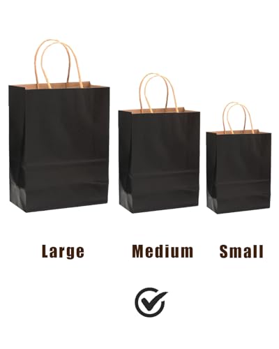 qiqee 200Pcs Medium Paper Gift Bags with Handles - 10.6"x8.3"x4.3" Party Favor Bags - 16 Solid Colors - size: 200 Count (Medium Size)