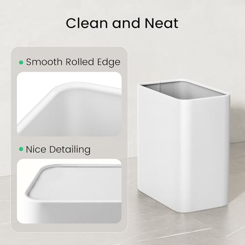Cesun Small Bathroom Trash Can, 2.1 Gallons, Under Sink Wastebasket, White - color: White