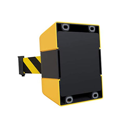 Crowd Control Warehouse WMB-220 Wall Mount Retractable Belt Barrier, 15 Ft - color: Black and Yellow Belt with Yellow ABS Case, size: 15 foot belt