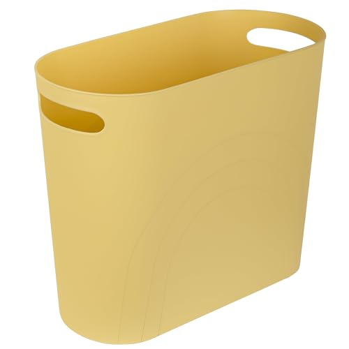 rejomiik Small Bathroom Trash Can, 3.5 Gallon Slim Garbage Can, Yellow - color: Yellow, size: 1 pack