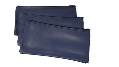 Cash Bag, Coin Bag, Company Security Bank Deposit/Utility Zipper Bag, 11 X 5.5 Inches (Pack of 3-NAVY) - color: Navy, size: Pack of 3