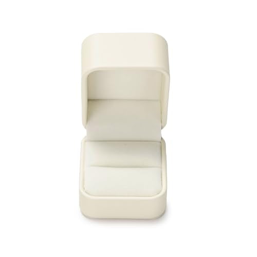 Beige PU Leather Proposal Engagement Ring Box Ring Gift Box - color: Beige Ring Box