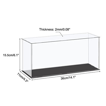 MECCANIXITY Acrylic Display Case Plastic Box Cube Storage Box Clear Small Assemble Dustproof Showcase 14.1x4.3x6.1 Inch for Collectibles Items - size: 14.1x4.3x6.1 Inch