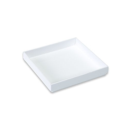 White Acrylic Organizer Tray, 6 x 6 Low-Profile Display & Vanity Tray – BPA-Free, Bathroom, Desk, Decor & Serving (Dry Use Only) - Made in USA - size: 6" x 6" x 1"