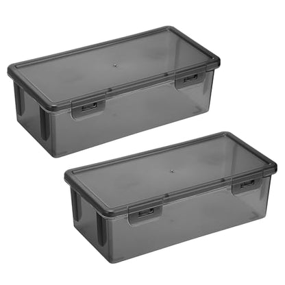 Hipiwe 2-Pack Plastic Cash Box Money Organizer Black Currency Tray with Lid - size: 2 Pcs