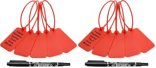 100 Red Blank Plastic Tags for Labeling Waterproof Hanging Labels Writable Tags Seal Plastic Marking Label for Clothes Bags Keys Inventory with One Marker Pen (Pack of 2) - color: Red, size: 100 PCS (Pack of 2)