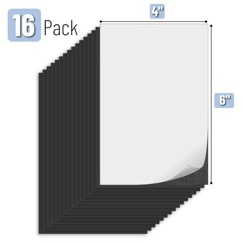 Mr. Pen- Adhesive Magnetic Sheets, 4" x 6", 16 Pack, with Adhesive Backing, Flexible Picture Magnets, Cuttable Magnetic Sheets - size: 4" x 6", style: 16 Pack