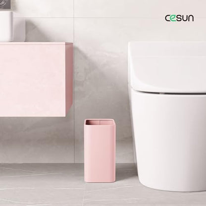 Cesun Small Bathroom Trash Can, 2.1 Gallons, Under Sink Wastebasket, Pink - color: Pink