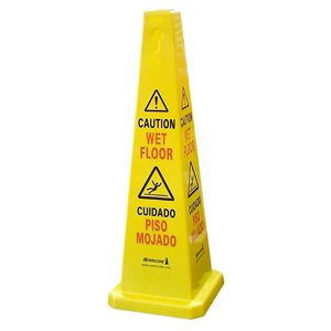 Safety Cone - 5 Pack - 36" Four Sided Yellow "Caution Wet Floor" Sign Includes Red Sign "Caution Watch Your Step" - Bilingual - English/Spanish