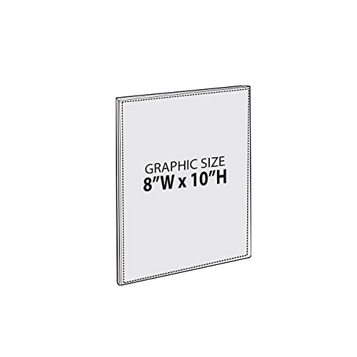 Azar Displays 122025 Self Adhesive Clear Acrylic Wall Sign Holder Frame 8" W x 10" H Portrait/Vertical, 10-Pack - size: 8 in. W x 10 in. H