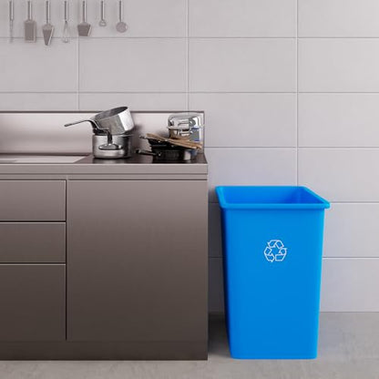 35 Gallon Blue Square Commercial Trash Garbage Can | Outdoor Office Restaurant School Kitchen - color: Blue, size: 35 Gallon, style: Trash Can