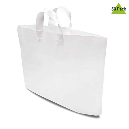 Prime Line Packaging Heavy Duty Plastic Shopping Bags, 19.5x4x15, 50 Pack - color: White