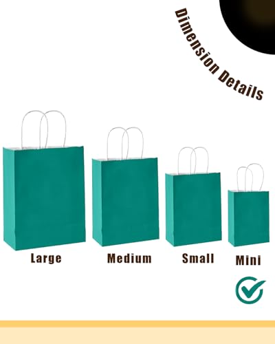 qiqee 24PCS Mini Gift Bag with Handles Bulk 4.5"x2.5"x6" Gift Bags Deep Green Bags Multiple Uses - color: Deep Green
