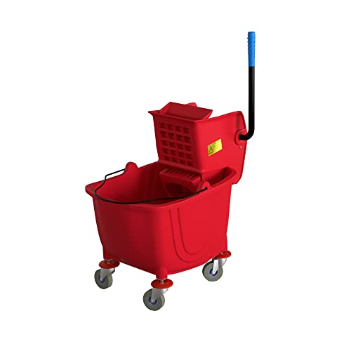 35 Qt. Red Mop Bucket & Side Press Wringer Combo - color: Red, size: 35 Qt.