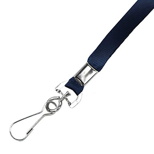 Beebel Navy Blue Lanyards 100 Pcs Lanyard for Id Badges Flat Lanyard with Badge Clip with J-Hook (Navy Blue) - color: Navy Blue, size: 100 Pack