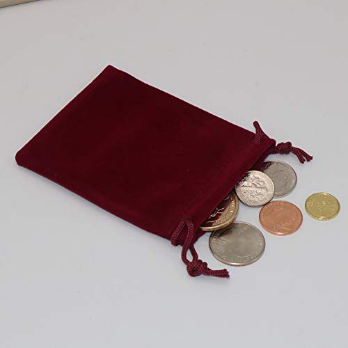 HRX Package 20pcs Small Velvet Bags 3x4 in for Jewelry Gift Packaging - color: Burgundy red